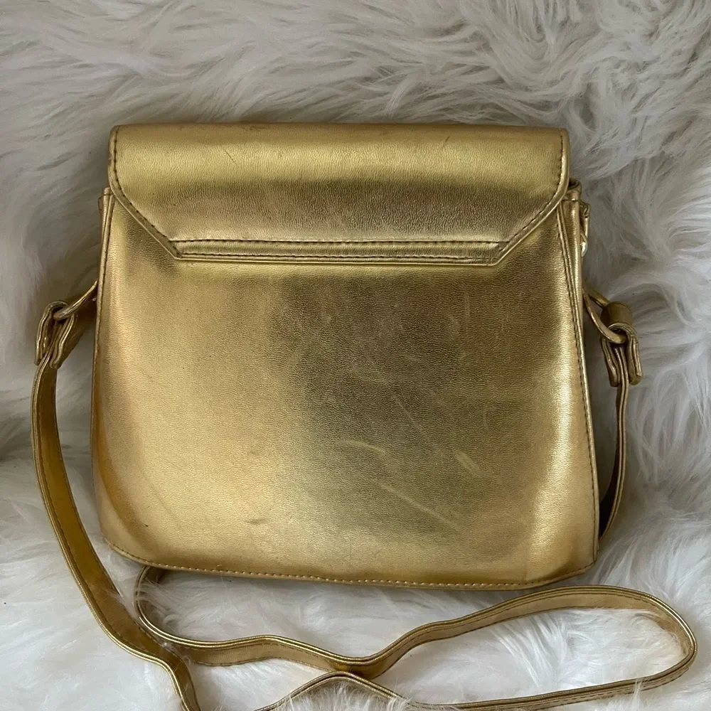 Rush Hour faux leather gold metallic crossbody bag